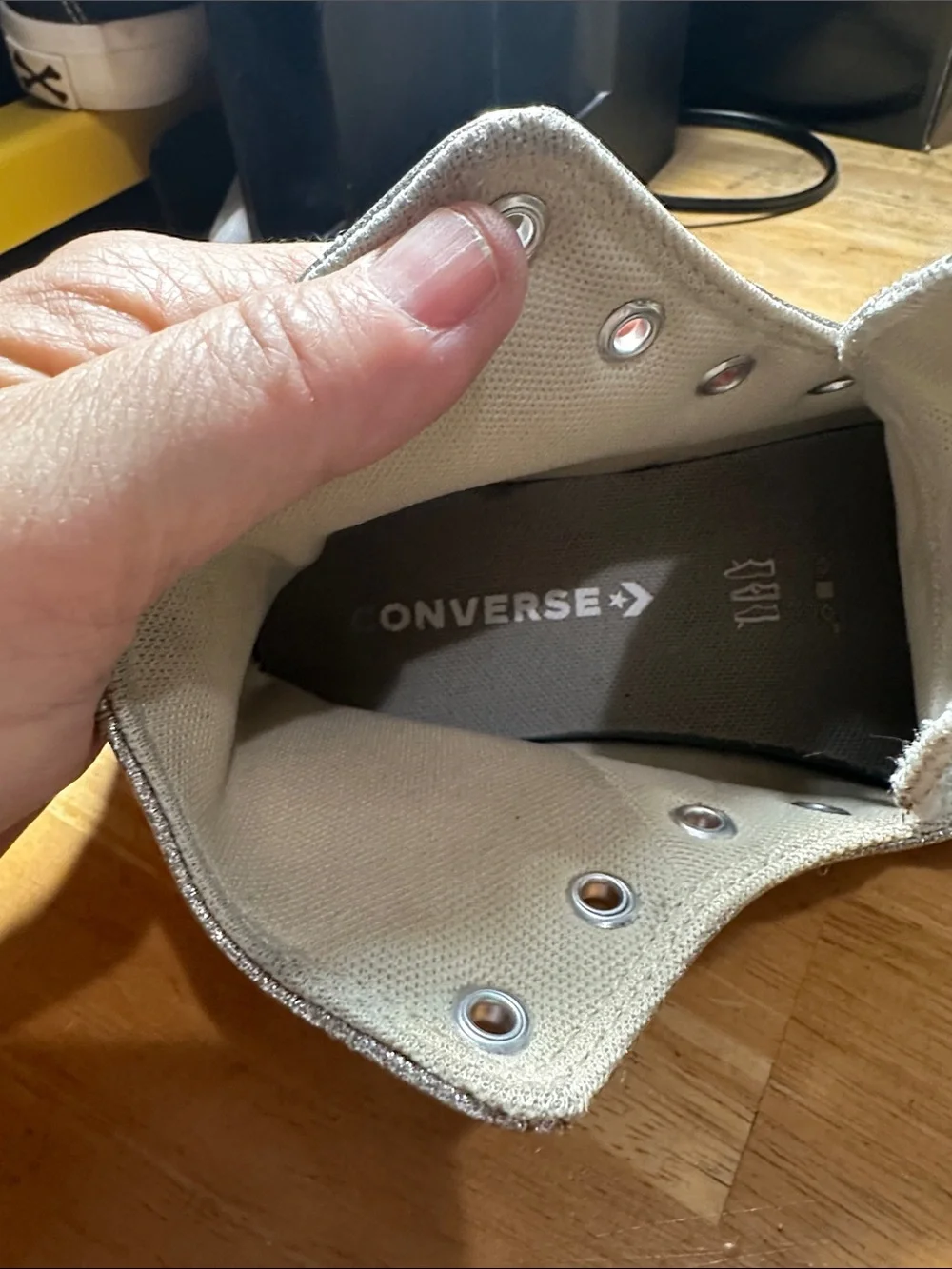 Converse shimmery silver